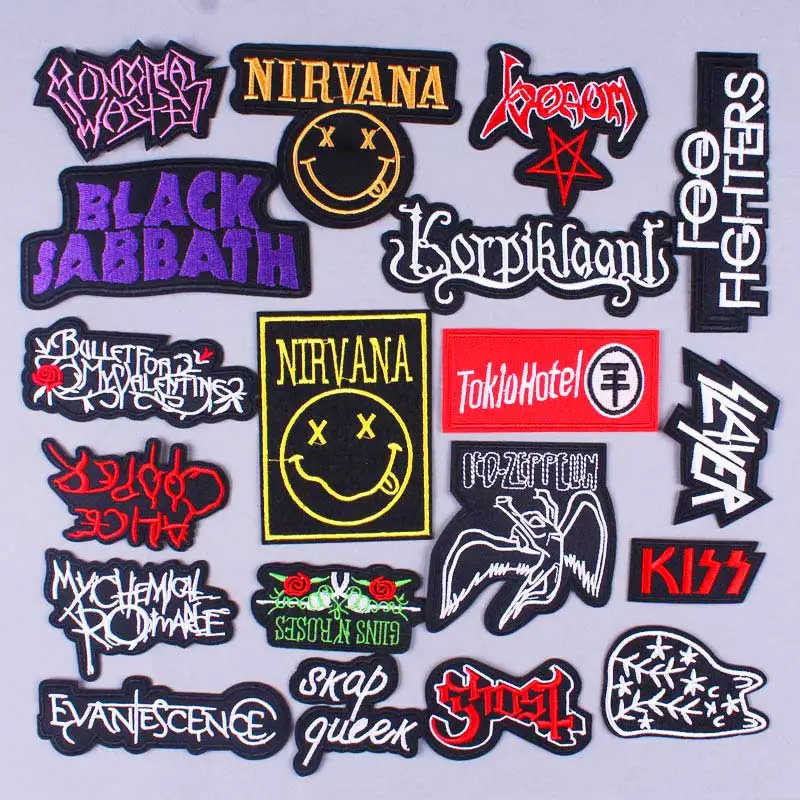

DIY Nirvana Rock Band Patch Embroidered Patches For Clothing Hippie Stickers Metal Bands Punk Stripes Patch On Clothes Stripes