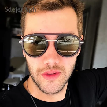 

Fashion Punk Round Sunglasses Brand Shades for Women Retro Metal Frame Color Coated Lens Pink Eyewear Ladies Sunglasses UV 400