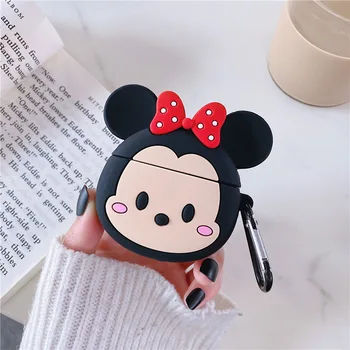 

For AirPods Case Cute Mi nnie Mi ckey Cartoon silicon with Anti lost hook Earphone Cover For Air pods 2 Case headphone fundas