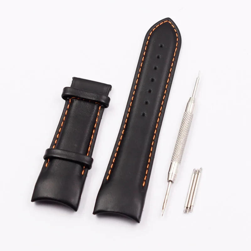 Аксессуары для часов Tissot Kutu T035 кожаный ремешок T035627 T035617 T035407 T035410A мужской ремешок для часов - Цвет ремешка: Black orange line