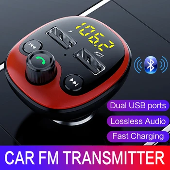 

JINSERTA FM Transmitter Aux Modulator Bluetooth 5.0 Handsfree Car Audio MP3 Player Dual USB Car Charger Support TF U Disk