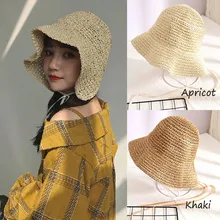 Модная Складная соломенная плетеная Рыбацкая Приморская солнцезащитная Кепка, Корейская Стильная шляпа, женская летняя шляпа с полями для путешествий
