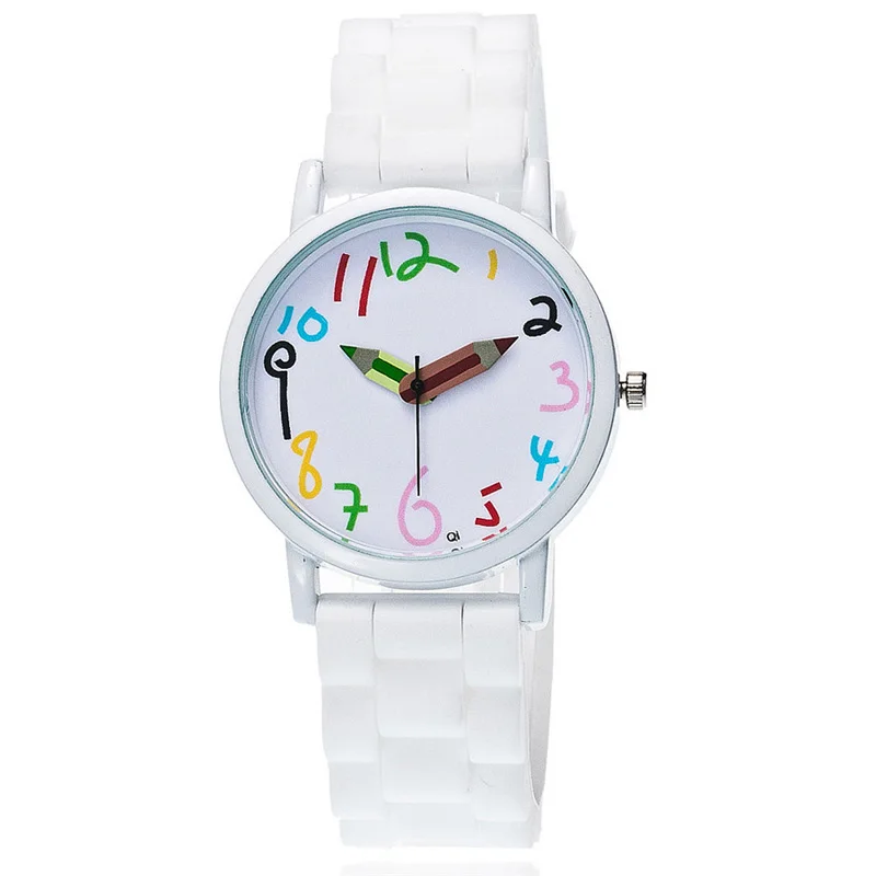 

Fashion Women Quartz Watch Cute Pencil Number Dial Wrist Watches with Silicone Strap LXH