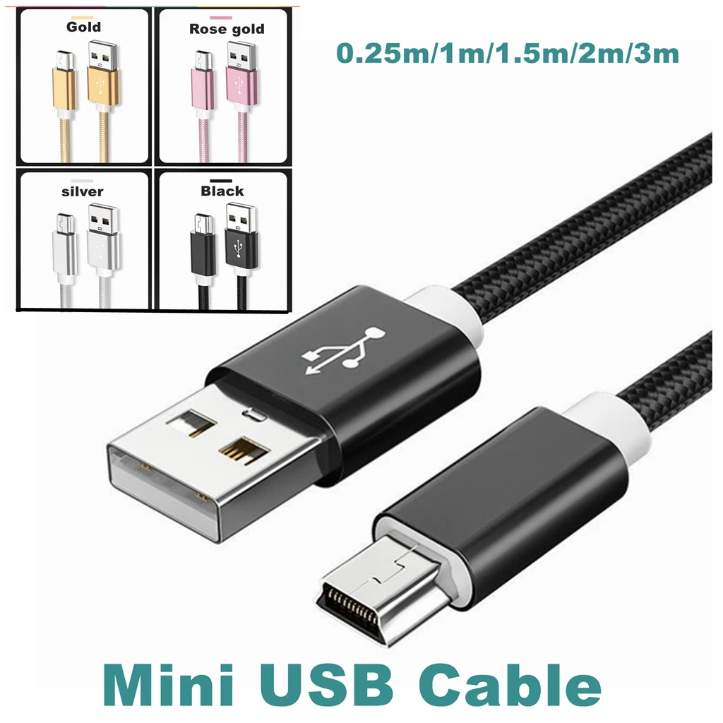 3M 1M 0.25M Mini 5 pin Cable Mini to Fast Data Charger Short Cable for
