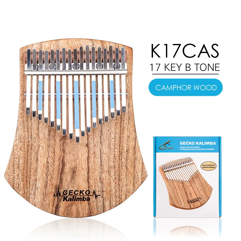 B Tone GECKO Kalimba 17 Keys Solid Camphorwoodwith Instruction and Tune Hammer Portable Thumb Piano Mbira Sanza K17cas