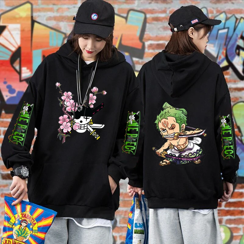 オロノアゾロパーカーメンズレディースポケットストリートウェアアニメワンピース日本製アニメパーカールーズプルオーバーユニセックスパーカー原宿 パーカー スウェット Aliexpress