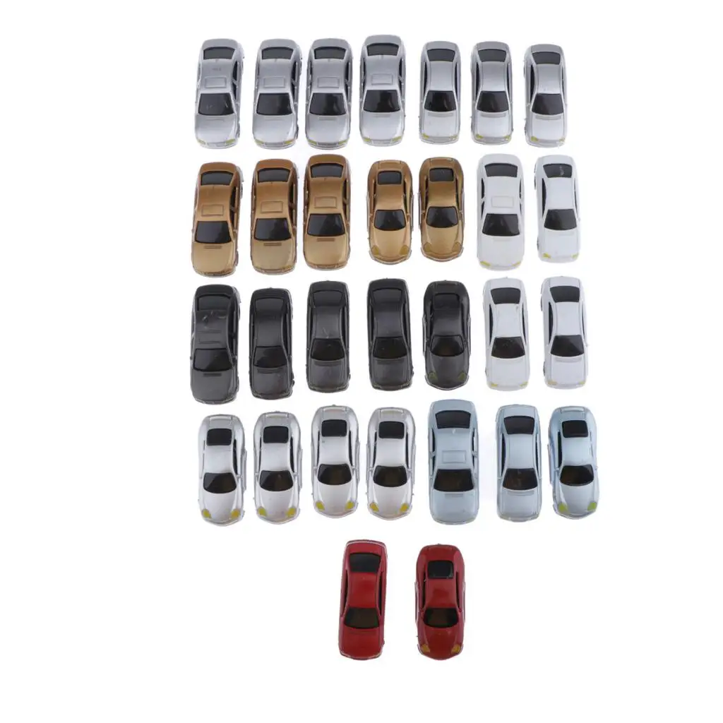 30pcs Painted Model Cars Miniature Model Car Building Train Layout Scale HO OO (1 to 75)