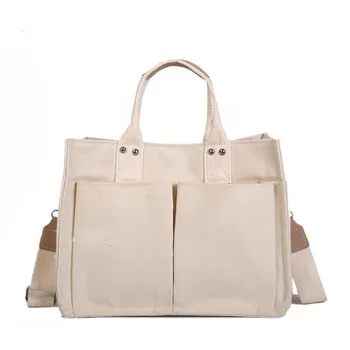 

2020 new large-capacity casual simple canvas bag multi-pocket practical shoulder bag portable messenger bag fashion ladies bag