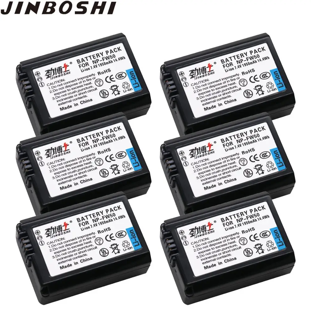 

6PCS 1950 mAh NP-FW50 np fw50 Camera Battery for Sony NPFW50 NEX-7 NEX-5N NEX-F3 SLT-A37 A7 NEX-5R NEX-6 NEX-3 Alpha 7R II a6400