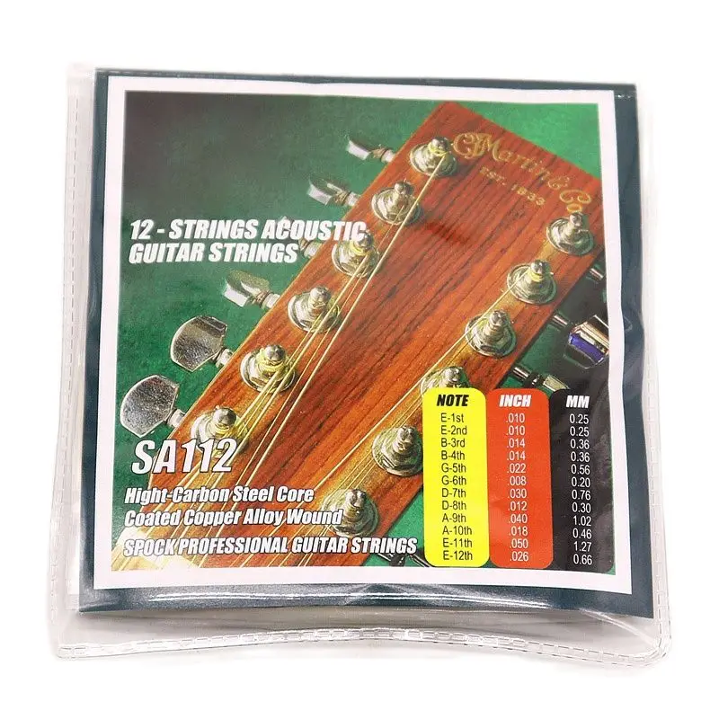 12 String Acoustic Guitar String High Carbon Steel Core Coated Copper Alloy Wound Spock Professional Guitar Strings