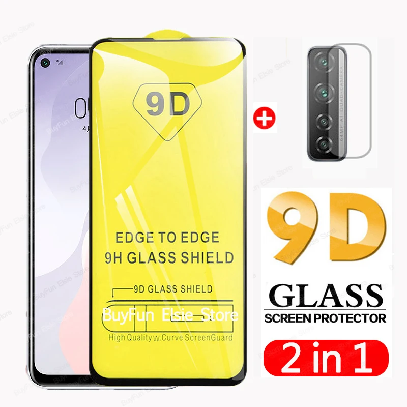 2 в 1 9D стекло для Huawei Nova 7 se защита экрана P40 Lite E P40Lite 5g 4g пленка объектива камеры