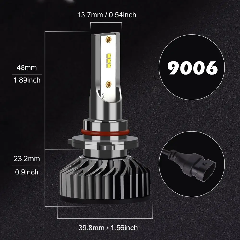 Hillpow встроенный Canbus H4 H7 светодиодный фар автомобиля 12V 8000LM 6000K лампа H3 H1 H8 H9 H119004 9007 9005 9006 лампочка