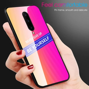 

25pcs Fashional Cool Gradient Glass Phone Case for Oneplus 7 Pro/1+7 Pro TPU+Glass hard back case cover shell