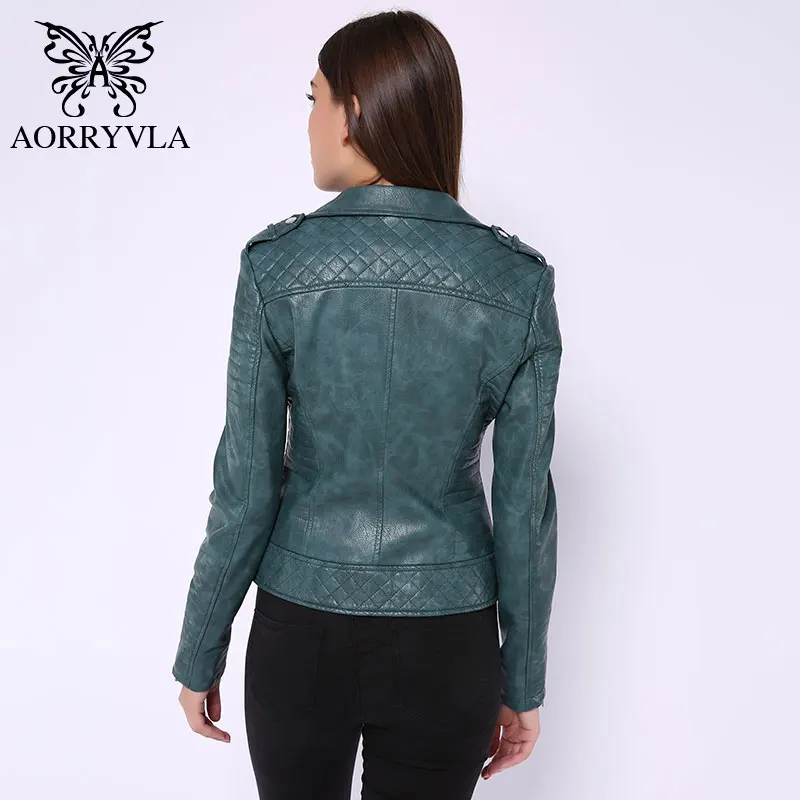 AORRYVLA Новинка модные женские туфли кожаная куртка мотоциклетная куртка из искусственной кожи кожаные пальто черного цвета с отложным воротником и короткими застежкой-молнией женская куртка