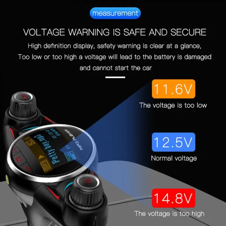 Двойной USB Bluetooth fm-передатчик Handsfree Аудио Автомобильный MP3-плеер беспроводной в автомобиле fm-модулятор с ЖК-дисплеем/быстрая зарядка