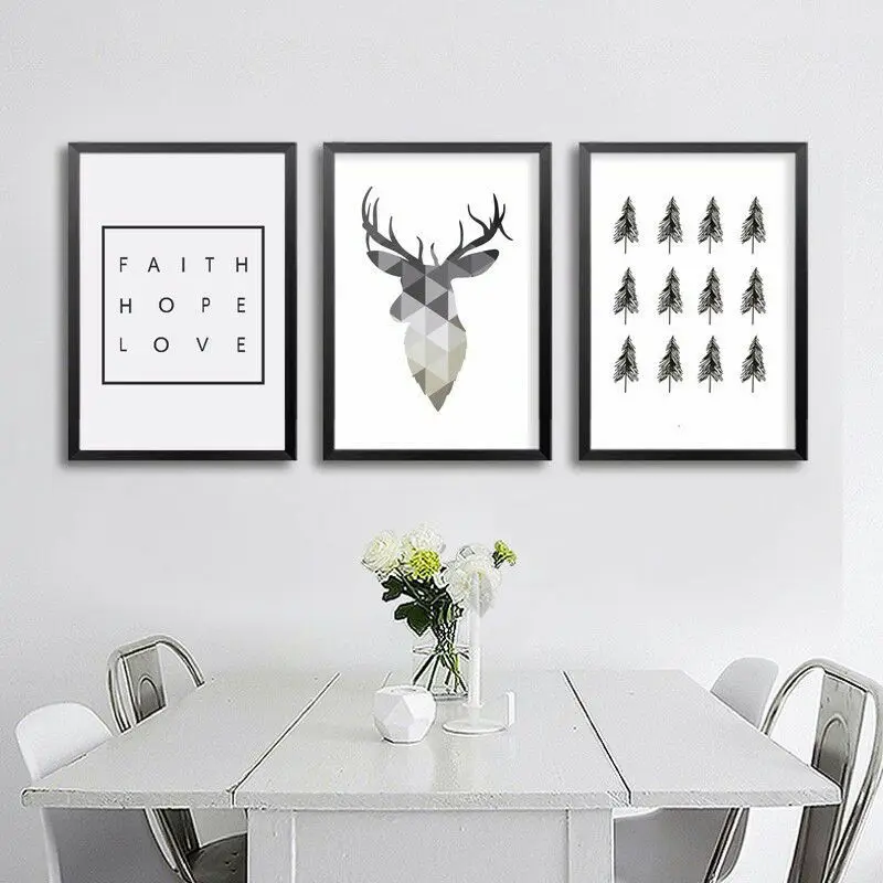 

Geometry Animal Northern European-Style Abstract Deer Tree Lettered Living Room Oil Painting Decoration Customizable Painting Co