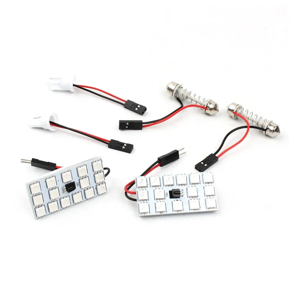 ICOCO 12V T10 5050 15SMD Автомобильный светодиодный светильник с дистанционным управлением, RGB Светодиодный светильник для внутреннего освещения, цветной светильник для чтения
