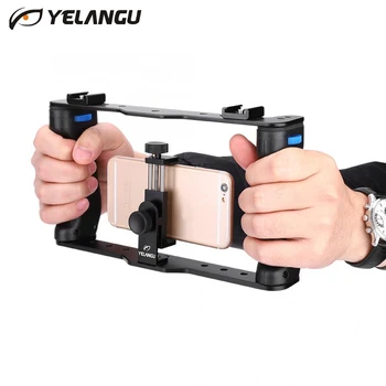 

YELANGU Handheld Phone Stabilizer Portable Phone Camera Cage Rig Handle Grip Hot Shoe for Microphone Flash Tripod Selfie Stick