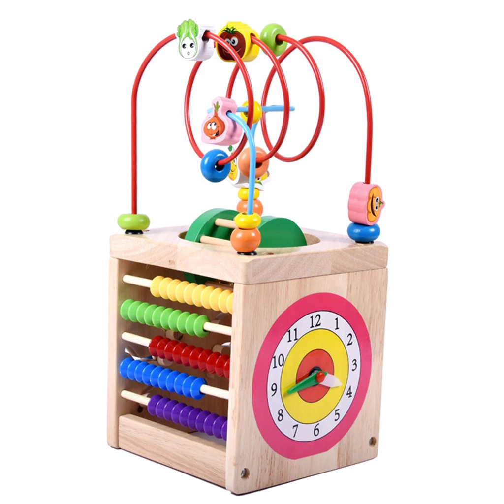 Activity Cube with Bead Maze, Multi-function Baby Roller Coaster Shape Sorter, Counting Numbers, Alphabet Learning Puzzles