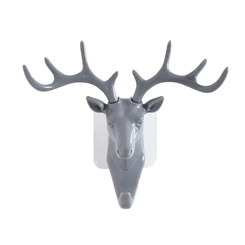 Stereoscopic Delicate Hanger Bag Resin Hat Deer Head Hangerhook Wall Decoration Beautiful Gray Ornaments Decorate Selfadhesive | Дом и сад