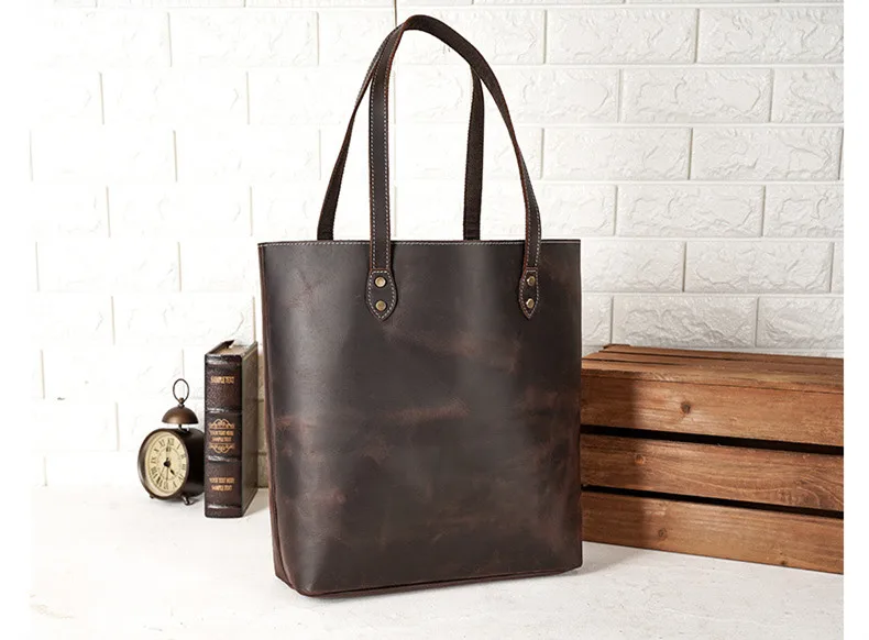 Woosir Brown Women Leather Tote Bag