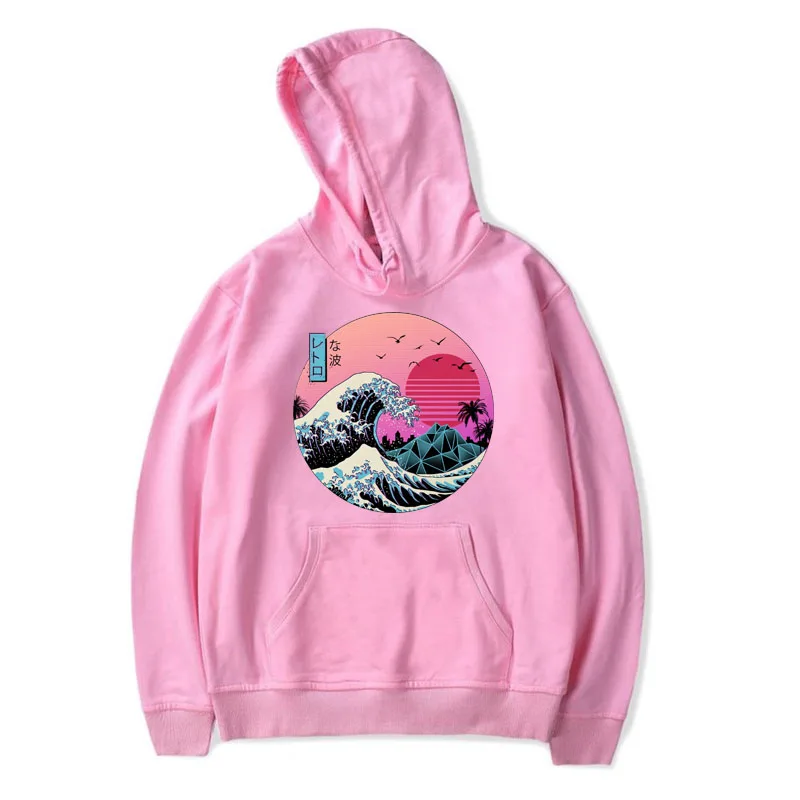 Унисекс повседневные Модные мужские толстовки Harajuku японский Vaporwave Забавный принт пара свободный свитер хип хоп Уличная толстовка с капюшоном