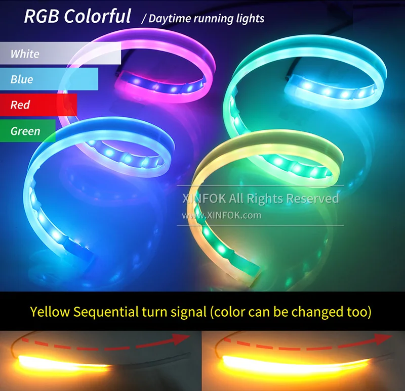 2 шт. автомобильные полосы DRL водонепроницаемый DC 12 В RGB пульт дистанционного управления поворотники светодиодный светильник бар грузовик хвост дневные ходовые огни - Цвет: Армейский зеленый