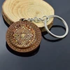 Vintage Wood Jewelry Aztec Calendar Keychains Mexican Jewelry Engraved Wooden Keychain Keyring Mayan Calendar Pendant ► Photo 2/6