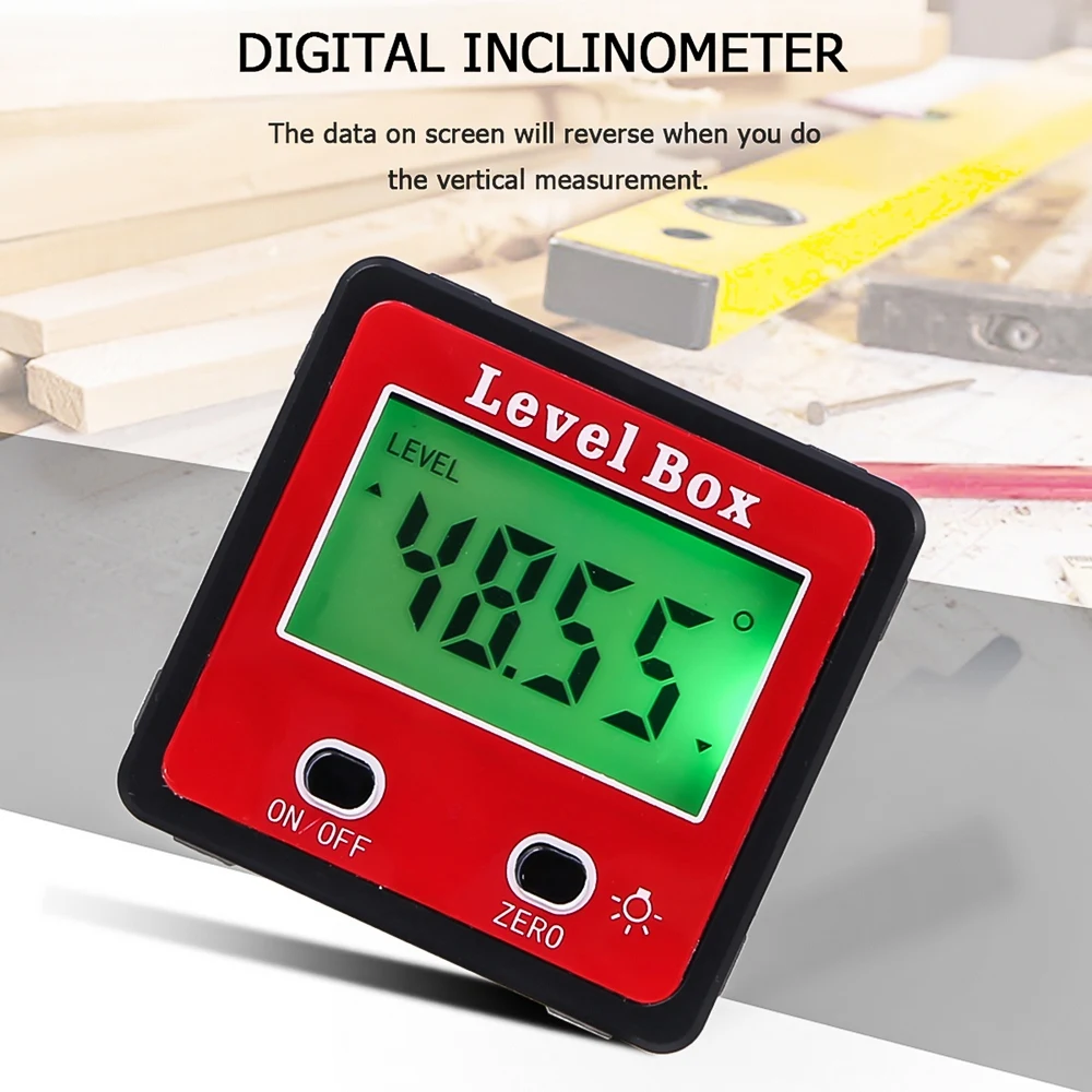 

Mini 2-key Digital Inclinometer Electronic Level Box Protractor Angle Finder Gauge Meter Bevel with Magnet Base Measuring Tools