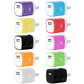 

100pcs/lot 1A US Plug AC USB Finger print Power Adapter Square Type Home Wall Charger single USB Charger for iPhone 7 5 6