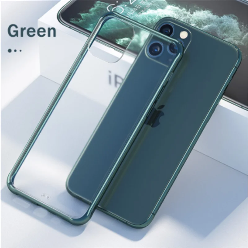 Матовый чехол для телефона для iPhone 6 6S 7 8 Plus X XS Max XR прозрачный для iPhone 11 Pro Max чехол для телефона прозрачный - Цвет: Green