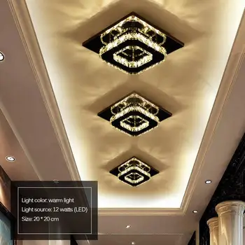 

Beautiful Crystal Appearance LED Square Crystal Ceiling Lamp Aisle Lamp Modern Minimalist Corridor Porch Balcony Lamp Lighting