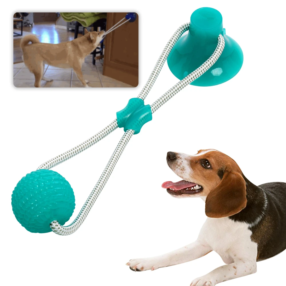 

Pet Cats Dogs Interactive Suction Cup Push TPR Ball Toys Elastic Ropes Pet Tooth Cleaning Chewing Playing IQ Treat Puppy Toys
