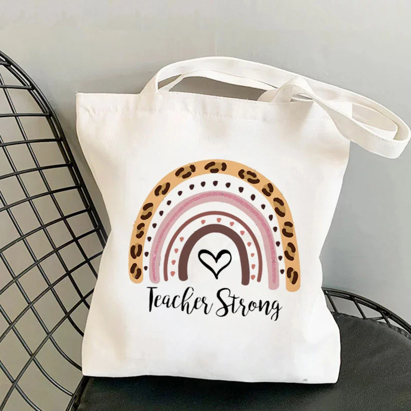 

supplies Teacher Strong Cute Printed Tote Bag women Harajuku shopper Funny handbag Shoulder shopping bag Lady gift Canvas Bag