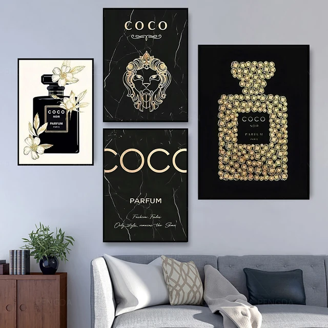 Fashion Flower Perfume Pink Lips Poster And Print Coco Quotes Wall Art  Canvas Painting Pictures For Living Room Home Decoration - AliExpress