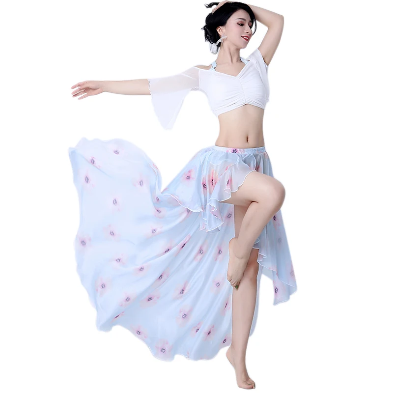

Women Dancing Irregular Bellydance Dress Belly Dance Costume High Waist Maxi Skirts Summer Latin Performance Dancewear Clothes
