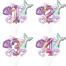 

7pcs/lot Mermaid Decoration Tail Shell Balloon Set Baby Shower Girl 1st Birthday Party Favors Little Mermaid Theme Wedding Decor