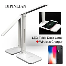 QI Wireless Charger 2 In 1 LED Table Desk Lamp Multi-Function Reading Light with DC 5V USB Charging Port For Mobile Phone charge