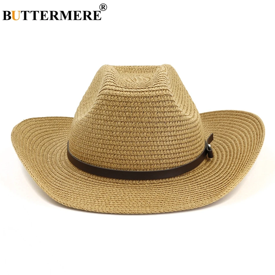 BUTTERMERE ковбойская соломенная шляпа для мужчин белые Sombreros солнцезащитные шляпы унисекс с широкими полями УФ Пляжные шляпы для женщин Весна Лето Классические солнцезащитные шапки