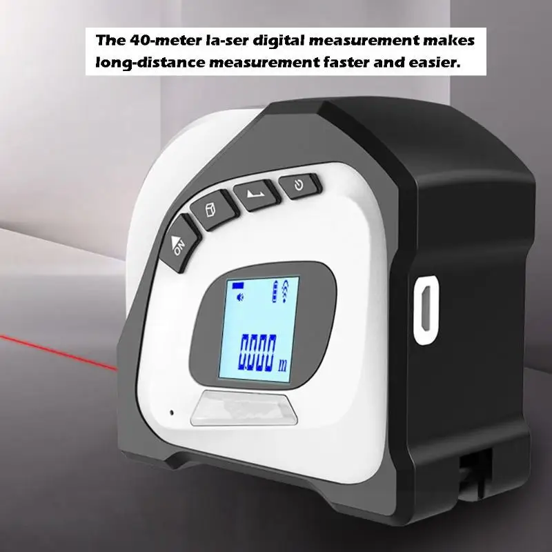 2-in-1 Digital Laser Rangefinder LCD Backlit Display Infrared Tape Measure