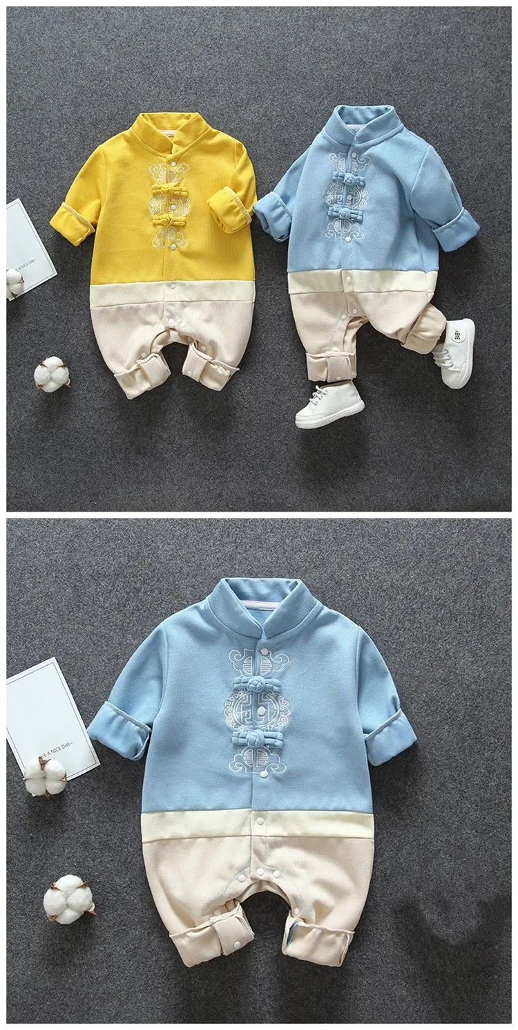 Baby Bodysuits for boy Spring Autumn Infant Boys Girls Romper Traditional Chinese Clothes Toddler Jumpsuit Baby Onesies Unisex Kids Outfits Baby Romper Baby Bodysuits Fur