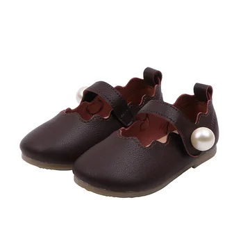 

Spring Autumn Girls Princess Shoes Pearl Mary Janes Shoes Leather Kids Flats Baby Girl Single Shoes Toddlers White Black