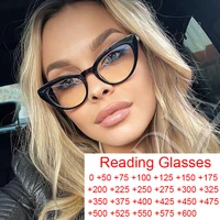 Anti Blue Light Cat Eye Reading Glasses Women Black Vintage Eyeglasses Glitter Frame Magnifying Glasses For Computer Wives +1 +6 1