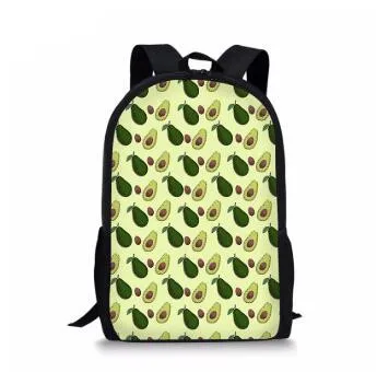 

Green Avocado Pattern Students School Backpack Women Fashion School Bags Canvas Bagpack for Teenagers Girls Mochilas