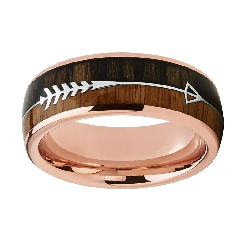 Engagement Rings Fashion Rings Fashion Ring Finger Rings Fashion Tungsten Carbide Wood Rings Steel Arrow Inlay For Men Women Classic Engagement Ring Dome Band Polished Comfort Fit