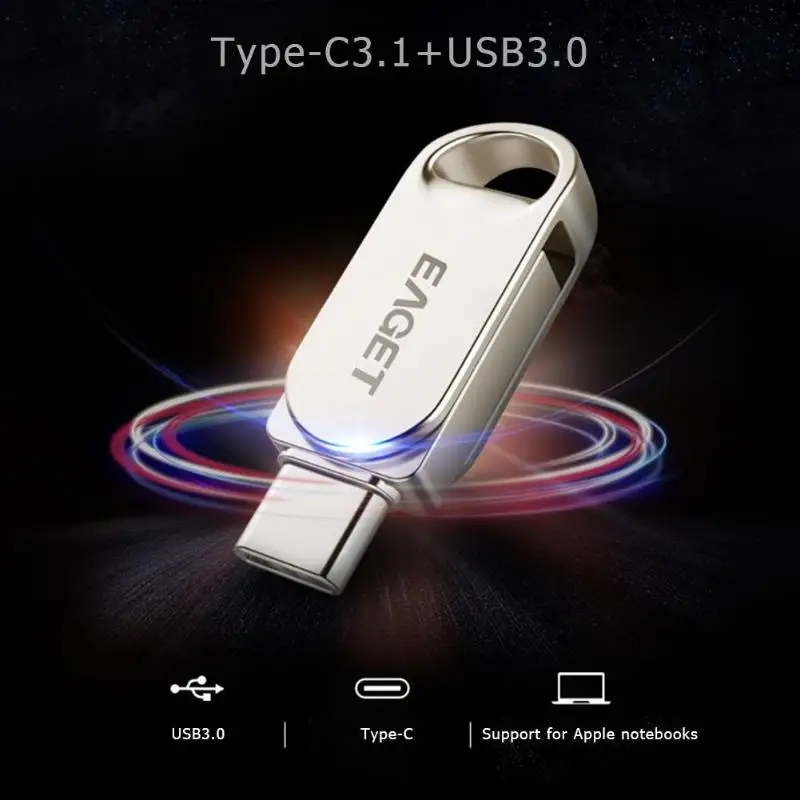 EAGET CU30 16 Гб/32 ГБ/64 Гб/128 Гб металлический USB 3,0/type-C флеш-накопитель карта памяти OTG Тип C ручка-накопитель для ПК Мини U диск