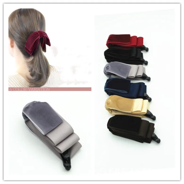 

Japanese-style Korean-style Three Layer Webbing Banana Clip Velvet Autumn And Winter Fabric Bow shu jia Cotton Tape Hair Accesso
