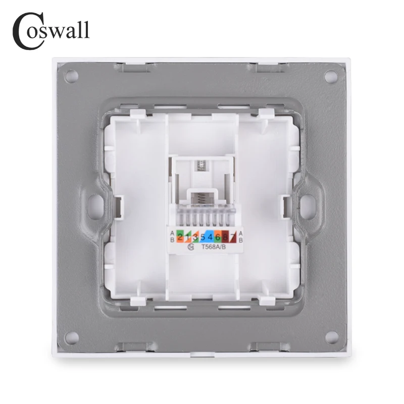 COSWALL Кристалл Закаленное стекло панель настенная розетка 1 комплект RJ45 CAT5E интернет-компьютер данных разъем C1 серии