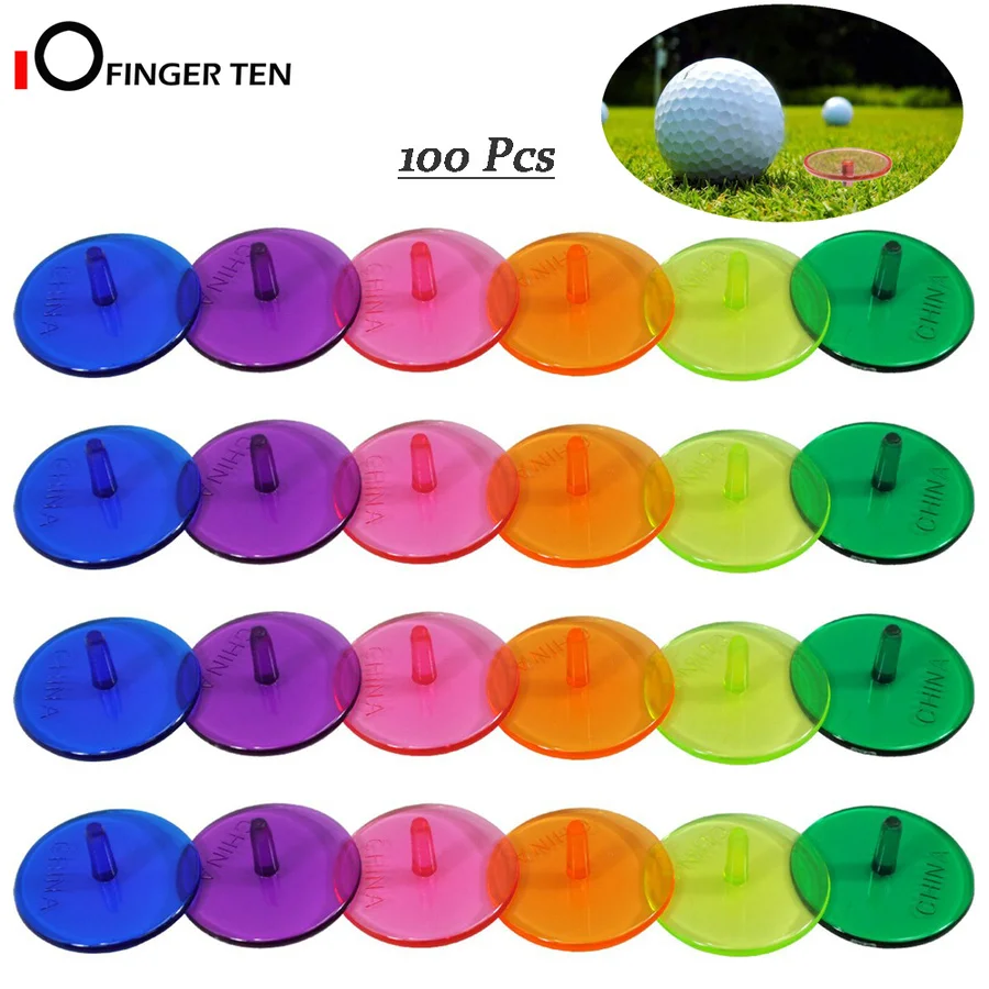 

100 Pcs Plastic Golf Ball Markers 25mm Flat Round Multicolor Ball Position Marker for Golfing Practice