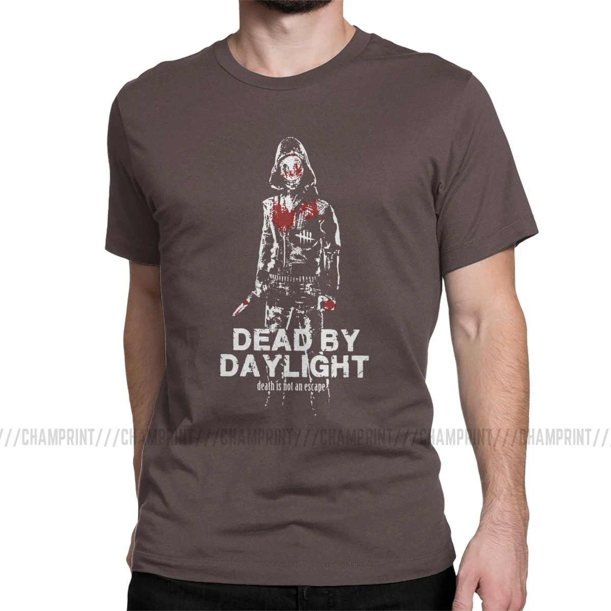 Мужские футболки The Legion Dead by Daylight Horror Killers Game Dbd, хлопковые топы с короткими рукавами и круглым вырезом, футболки больших размеров - Цвет: Коричневый